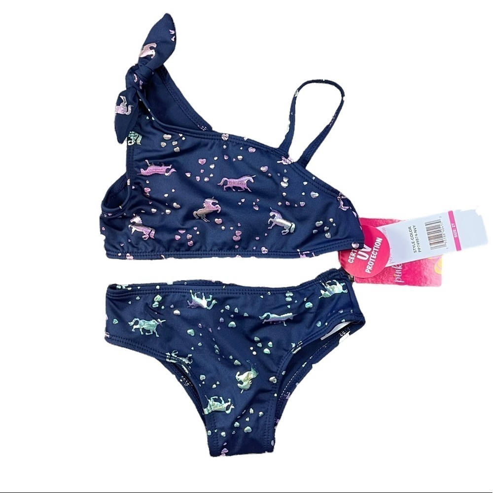 PINK PLATINUM TODDLER GIRLS 2-PIECE NAVY OMBRE UNICORN SWIM SET - NWT!